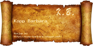 Kopp Barbara névjegykártya